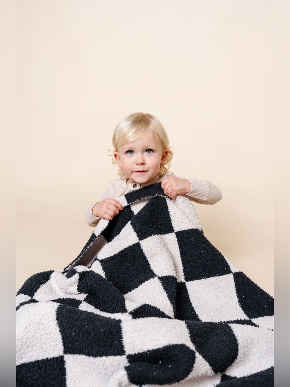 NWT Lou Lou & Company Chenille Blanket Charcoal Check Small 30x30